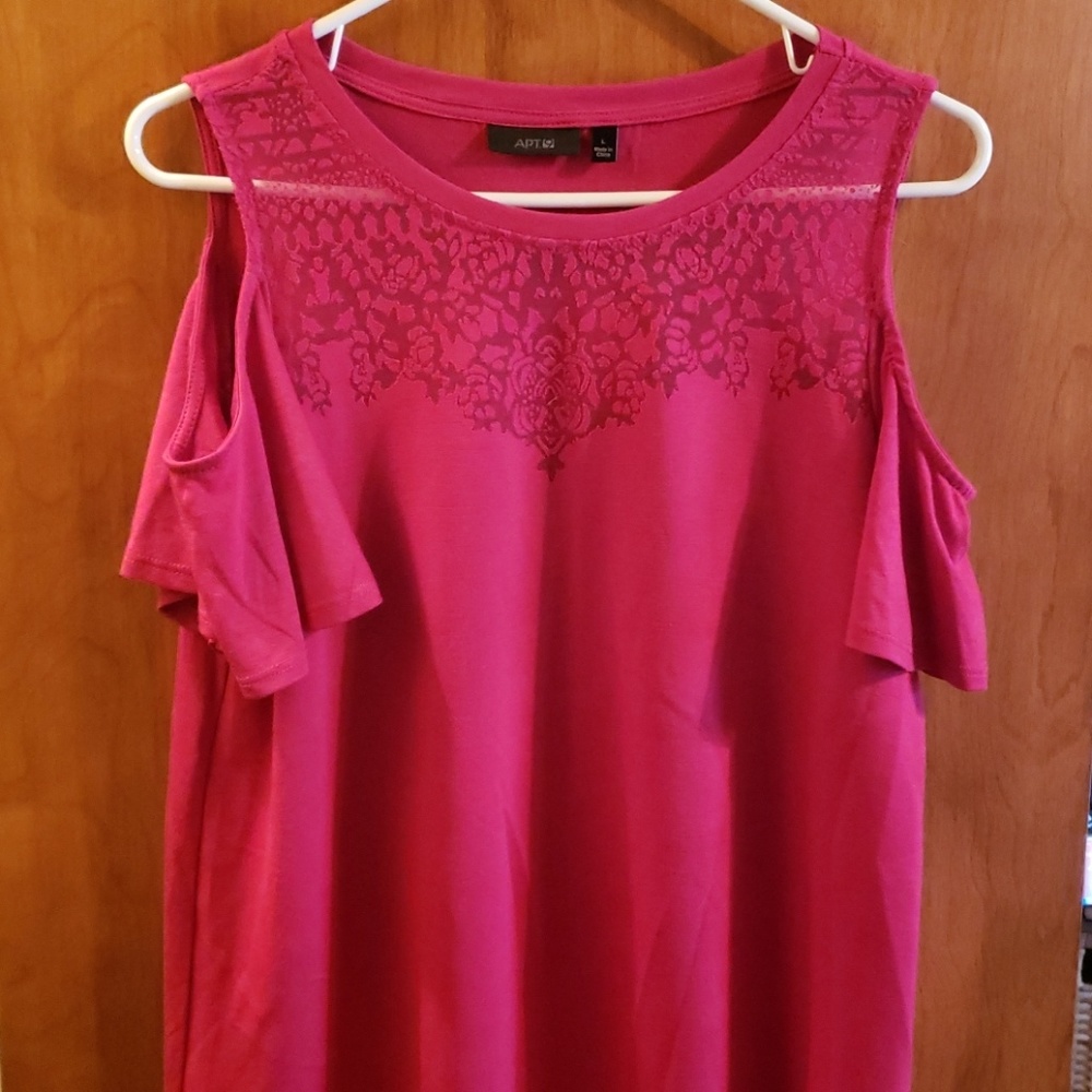 Apt. 9 Pink Lace Accent Short Sleeve Top